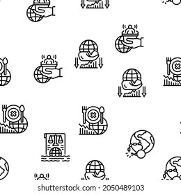 Social Public Problems Worldwide Vector Seamless Pattern Thin Line Illustration