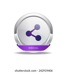 Social Purple Vector Icon Button