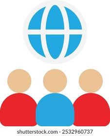 Ilustración plana del Vector del icono del mundo del alcance social