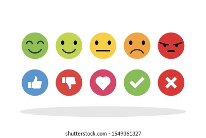 Social reactions icon set in flat style. Social / Feedback symbol for your web site design, logo, app, UI Vector EPS 10.