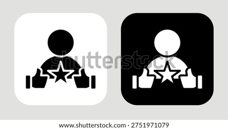 Social Recognition Icon In Black and White Glyph Style