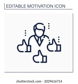 Social recognition line icon. Employee reward and recognition methodology. Acknowledging an individual behavior, performance. Motivation concept. Isolated vector illustration. Editable stroke