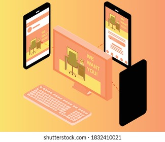 social recruiting to recruit candidates through social media platforms vector