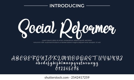 Social Reformer Font Stylish brush painted an uppercase vector letters, alphabet, typeface