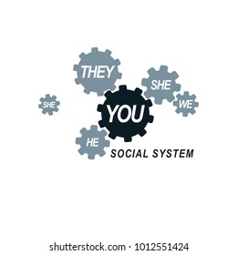 Social Relations conceptual logo, unique vector symbol. Society and Person, social interaction. 