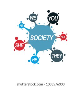Social Relations conceptual logo, unique vector symbol. Society and Person, social interaction. 