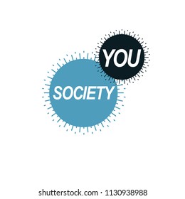 Social Relations conceptual logo, unique vector symbol. Society and Person, social interaction. 