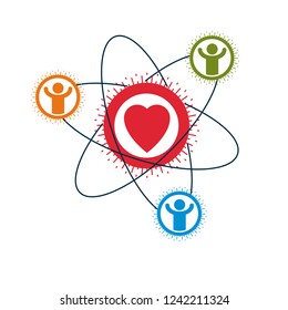 Social Relations conceptual logo, unique vector symbol. Society and person, social interaction. 