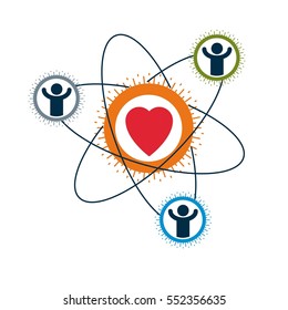Logo conceptual de Relaciones sociales, símbolo vectorial único. Sociedad y persona, interacción social. 