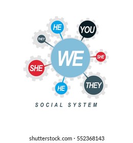 Social Relations conceptual logo, unique vector symbol. Society and Person, social interaction. 