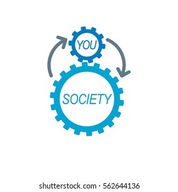 Logo conceptual de Relaciones sociales, símbolo vectorial único. Sociedad y Persona, interacción social. 
