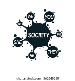 Social Relations conceptual logo, unique vector symbol. Society and Person, social interaction. 
