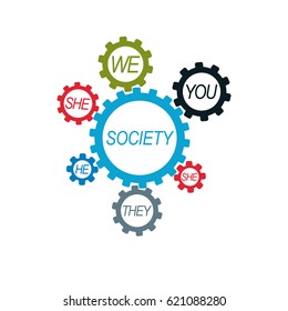 Social Relations conceptual logo, unique vector symbol. Society and Person, social interaction. 