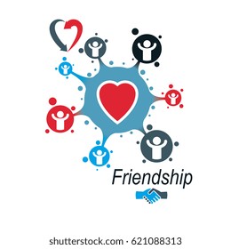 Social Relations conceptual logo, unique vector symbol. Society and Person, social interaction. 