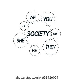 Social Relations conceptual logo, unique vector symbol. Society and Person, social interaction. 