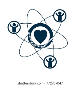 Social Relations conceptual logo, unique vector symbol. Society and person, social interaction. 