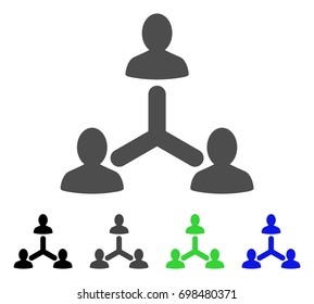 Social Relations flat vector pictogram. Colored social relations, gray, black, blue, green icon variants. Flat icon style for web design.
