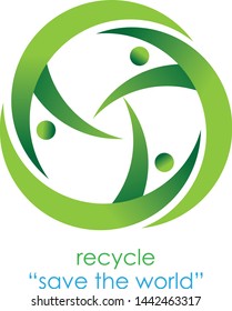 Social relationship and recycle logo and icon, save world logo, green, people vector