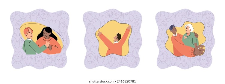 Social relationship vector illustration. Effective communication is vital for maintaining healthy relationships Support from friends and family provides emotional well being Together, we can achieve