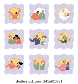 Social relationship vector illustration. Friendship brings joy, understanding, and support into our lives Human relationships shape our experiences and define our sense self Solidarity among community