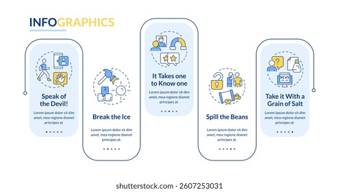 Social relationships rectangle infographic vector. Friendship communication, networking. Data visualization with 5 steps. Editable rectangular options chart