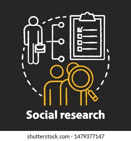 Social research chalk concept icon. Sociology idea. Sociological quantitative analysis. Social poll, survey. Candidate sourcing. Vector isolated chalkboard illustration