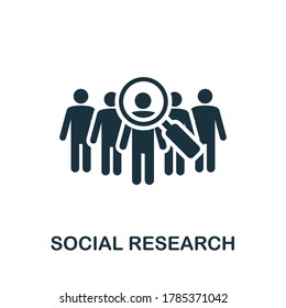 Social Research icon. Creative element sign from community management collection. Monochrome Social Research icon for templates, infographics and more.