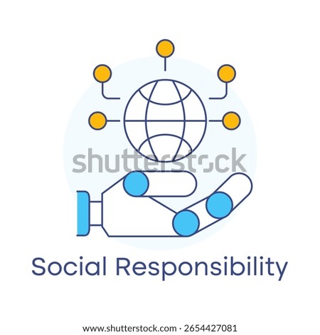 Social Responsibility AI Ethics Community Impact Justice Transparency Icon with editable stroke