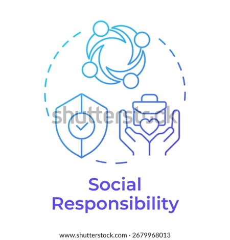 Social responsibility blue gradient concept icon. Business company impact on people regulation. Type of CSR. Round shape line illustration. Abstract idea. Graphic design. Easy to use in booklet