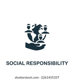 Social responsibility icon. Monochrome simple sign from donation collection. Social responsibility icon for logo, templates, web design and infographics.