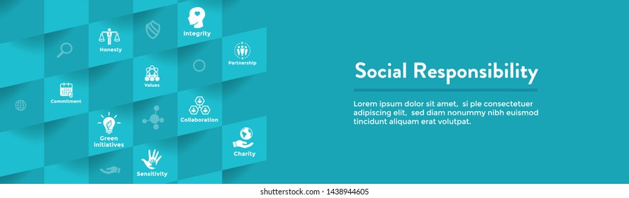 Social Responsibility Icon Set and Web Header Banner