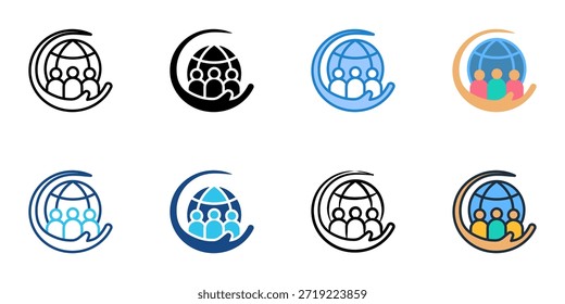 Social responsibility icons set multiple style collection. Editable stroke 
