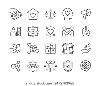 Social Responsibility Icons - Vector Line Icons