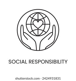 Icono de línea de responsabilidad social en vector con trazo editable para empaque