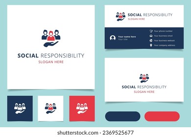 Social responsibility logo design with editable slogan. Branding book and business card template.