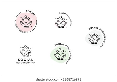 Social Responsibility vector editable icon badge, For logos, infographics, websites, and print media and interfaces. Line vector icon.