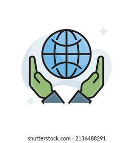 Ilustración de diseño de icono de esquema rellenado por el vector de responsabilidad social. Archivo EPS 10 sobre fondo blanco