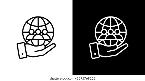 Responsabilidad social Diseño de conjunto de iconos blancos