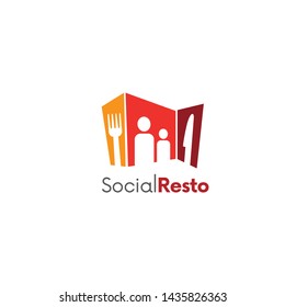 Social Resto Logo Concept Vector