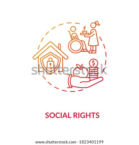 Social rights concept icon. Socioeconomic human rights idea thin line illustration. Social insurance. Human needs support. Desegregation. Vector isolated outline RGB color drawing Zdjęcia stock © 