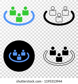 Social ring EPS vector icon with contour, black and colored versions. Illustration style is flat iconic symbol on chess transparent background.