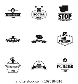Social riot logo set. Simple set of 9 social riot vector logo for web isolated on white background