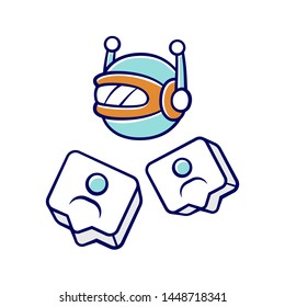 Social robot color icon. Chatbot. SMM automation tool. Software program. Automatically generating messages. Network communication. Online help service. Isolated vector illustration