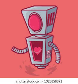 Social Robot vector illustration. Love, social media, sharing, technology, sharing design concept