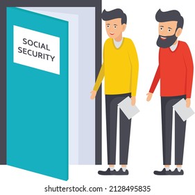 Social Security Administration Office Concept, Social Anxiety Or Social Phobia Vector Icon Design, Economic Assistance Symbol, Unemployment Benefits Sign, Unconditional Income Stock Illustration