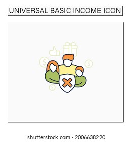 Social security color icon. Eliminating society needs.Rise in living standards. Improving living conditions. Universal basic income concept. Isolated vector illustration