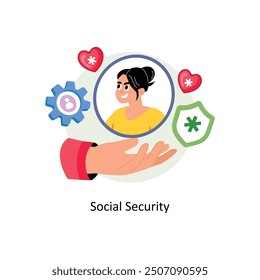 Social Security concepts style illustrations stock illustration