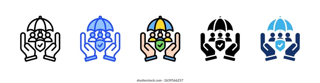 Social Security Icon Collection With Multiple Styles