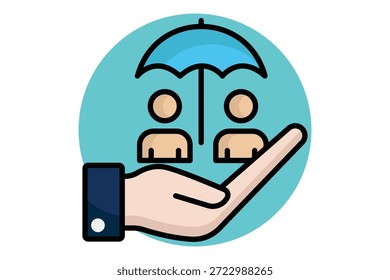 Ícone de seguridade social. ícone de contorno colorido estilo. ícone relacionado a seguro. elementos de benefício ilustração vetorial