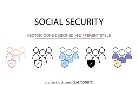 Social Security icon design with white background stock illustration